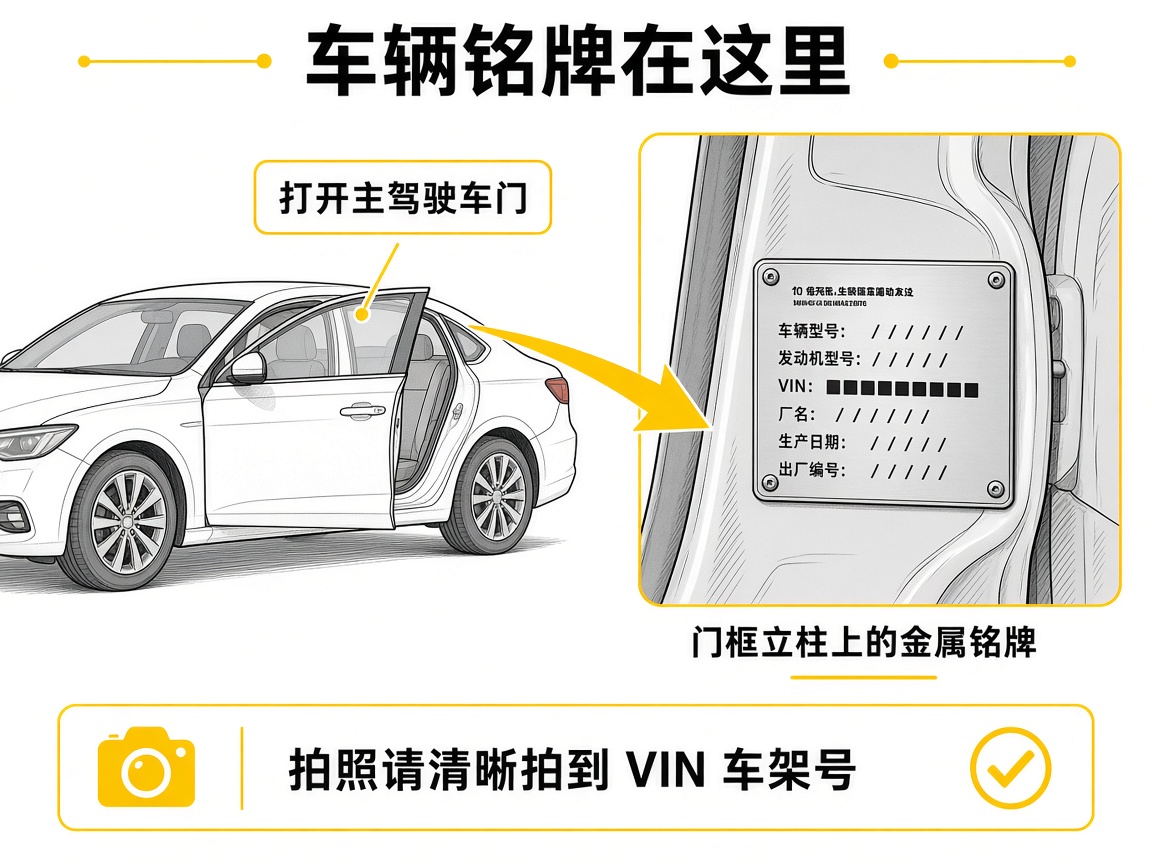 车辆铭牌位置示意图